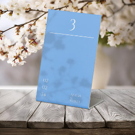 Expositor En L Números de tabla de Bodas azules minimalistas