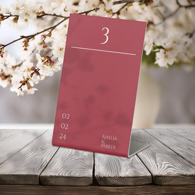 Expositor En L Números de tabla de Bodas rojos de Crimson minimal (Subido por el creador)
