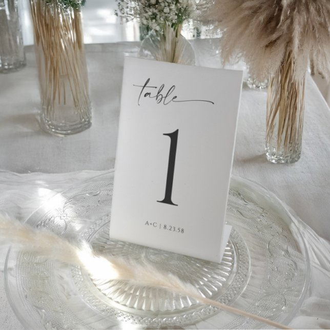 Expositor En L Números de tabla de Bodas simples mínimos modernos (4x6 Wedding Table Numbers. Self standing modern minimalist handwriting table numbers)