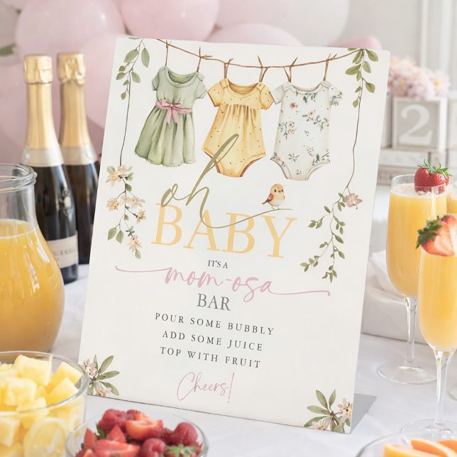 Expositor En L Oh Baby Mom-osa Bar Baby Clothesline Baby Shower (Oh Baby Mom-osa Bar Baby Clothesline Baby Shower Pedestal Sign)