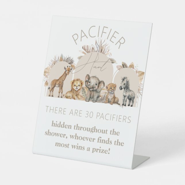 Expositor En L Oh Baby Safari Animals Boho Shower Pacifier Hunt (Anverso)