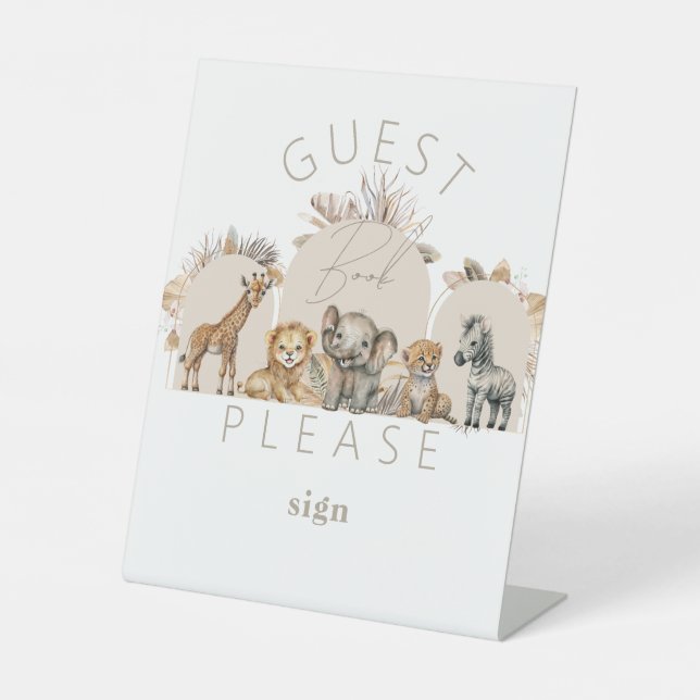 Expositor En L Oh Baby Safari Animals Libro de Baby Shower (Anverso)