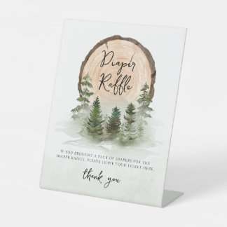 Expositor En L Oh Baby Woodland Watercolor Rústico Diaper Raffle