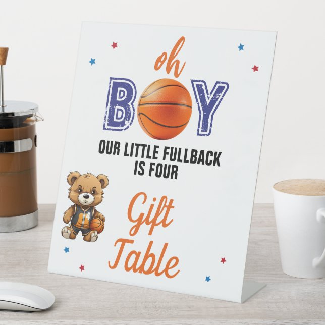 Expositor En L Oh Boy Basketball Tema Rótulo Pedestal (In Situ)