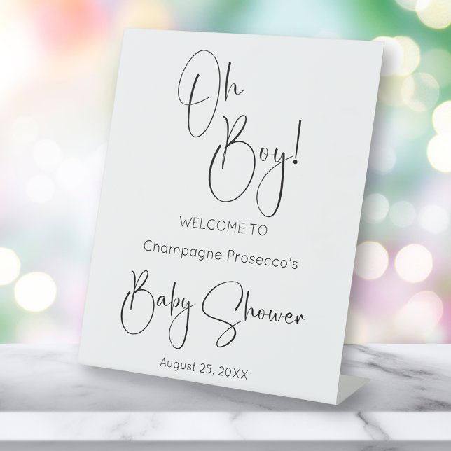 Expositor En L Oh Boy Modern Script Baby Shower (Subido por el creador)