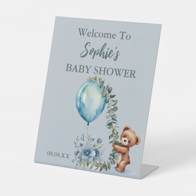 Expositor En L ¡Oh, chico! Podemos esperar pronto" Baby Shower (Anverso)