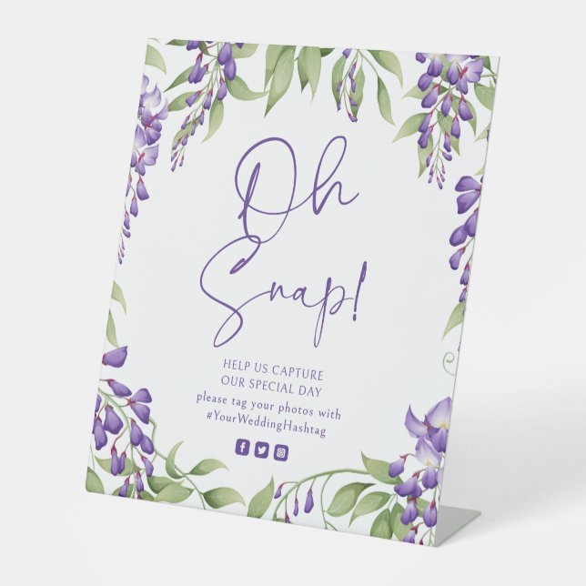 Expositor En L Oh Snap Purple Wisteria Boda de escritura floral (Anverso)
