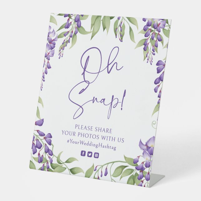 Expositor En L Oh Snap Purple Wisteria Boda de escritura floral (Anverso)