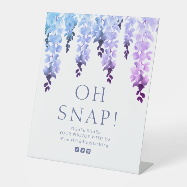 Expositor En L Oh Snap Purple Wisteria Boda de escritura floral (Anverso)
