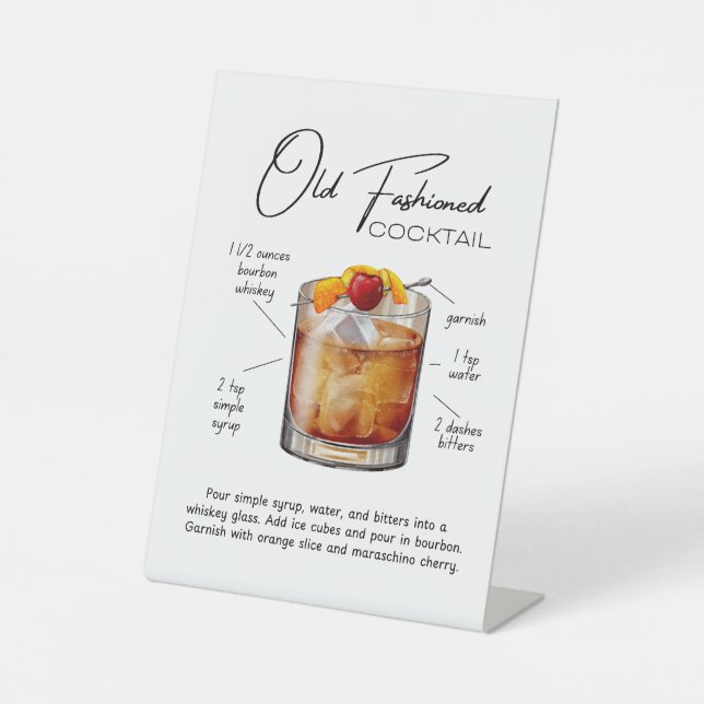 Expositor En L Old Fashioned Cocktail Pedestal Sign (Anverso)