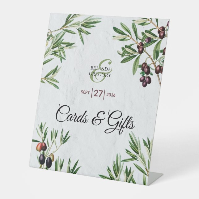 Expositor En L Olive sale de la isla griega Tarjetas de matrimoni (Anverso)