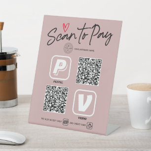 Expositor En L Opciones de pago de código QR Dusty Pink Modern Tr