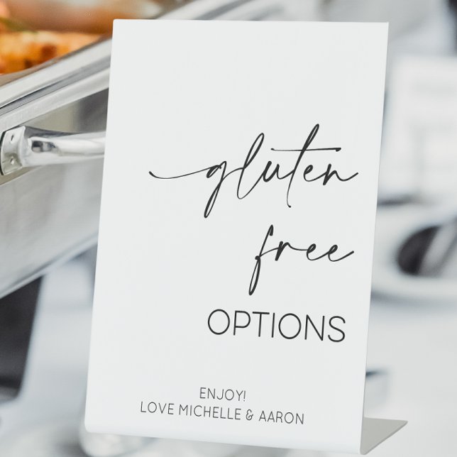 Expositor En L Opciones libres de gluten Boda Buffet (Gluten Free Options Wedding Buffet Sign)
