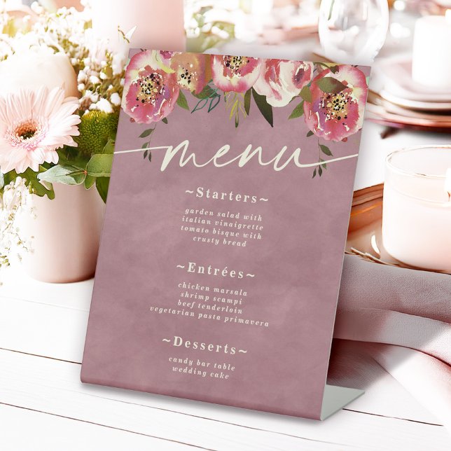 Expositor En L Ophelia Cottagecore Dusty Boda Floral Rosa (Say "I DO" to Romantic Watercolor Florals and a Cottagecore Vibe with the Ophelia Wedding Suite.)