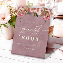 Ophelia Dusty Pink Floral Guest Book Boda