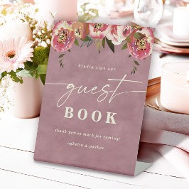 Expositor En L Ophelia Dusty Pink Floral Guest Book Boda