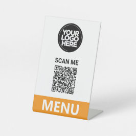 Expositor En L Orange Qr Code Menu | Logo Contactless Modern
