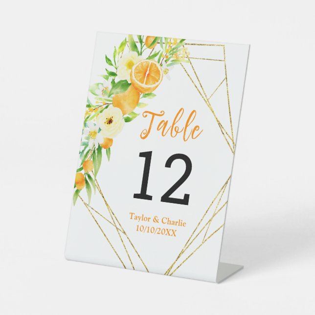 Expositor En L Oranges Citrus Wedding Table Number (Anverso)