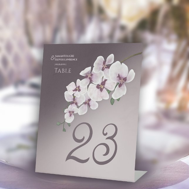 Expositor En L Orchid Elegant Wedding Table Number Card (Subido por el creador)