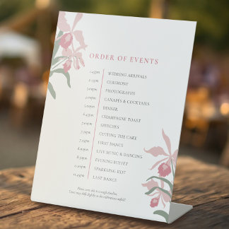 Expositor En L Orchid pink sage green wedding order of event