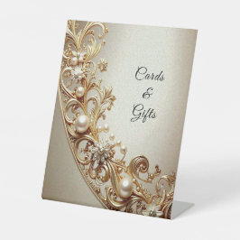 Expositor En L Ornate Gold Flourish Tabletop Signs