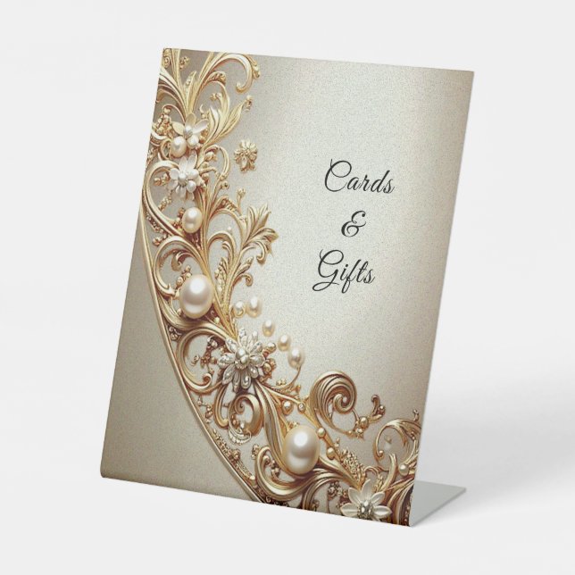 Expositor En L Ornate Gold Flourish Tabletop Signs (Anverso)