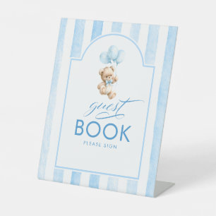 Expositor En L Oso de felpa de libro de invitados de rayas azules