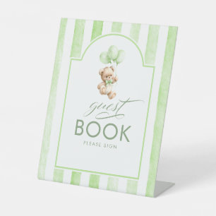 Expositor En L Oso de felpa de libro de invitados rayas verdes Ba