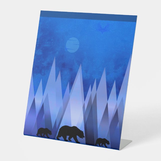 EXPOSITOR EN L OSO DE MONTAÑAS GEOMÉTRICAS AZULES (Anverso)