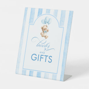 Expositor En L Oso de peluche azul de libros y regalos para baby 