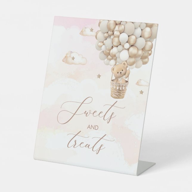 Expositor En L Oso de peluche moderno acuarela bebé shoRótulo pea (Anverso)