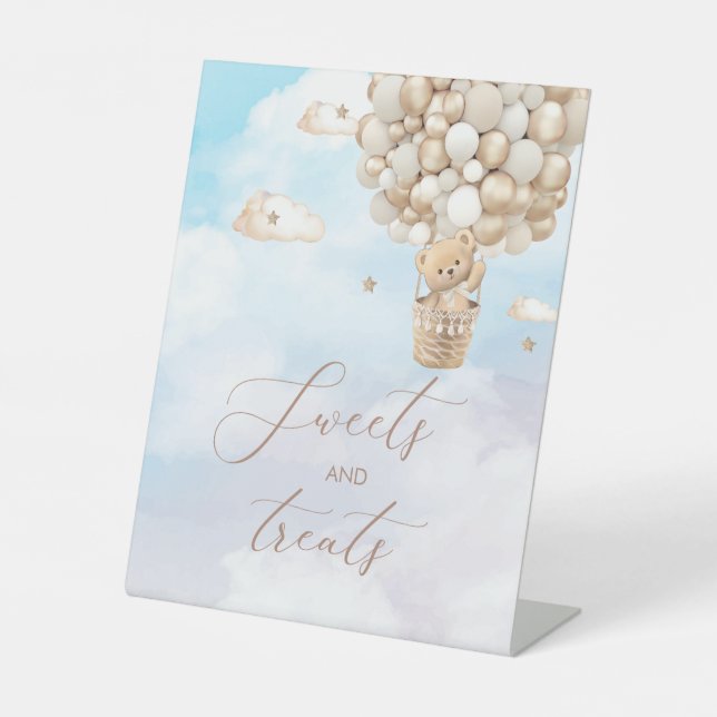 Expositor En L Oso de peluche moderno acuarela bebé shoRótulo pea (Anverso)