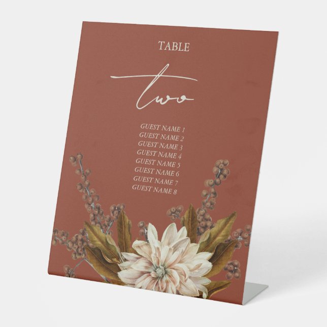 Expositor En L Otoño Floral Terracotta Boda de otoño número de ta (Anverso)