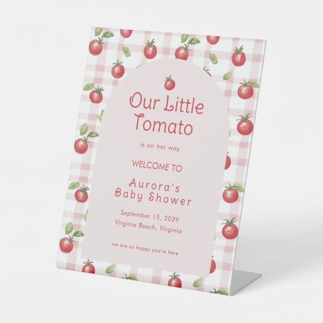 Expositor En L Our Little Tomato Baby Shower Welcome  (Anverso)