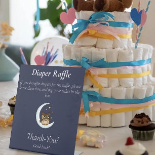 Expositor En L Owl Moon Blue Cute Stars Baby Shower
