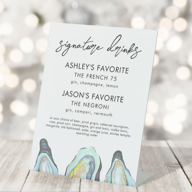 Expositor En L Oyster Wedding Signature Drinks Sign, Cocktail (Subido por el creador)