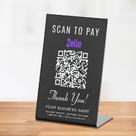 Expositor En L Paga con Zelle escaneando código QR negro