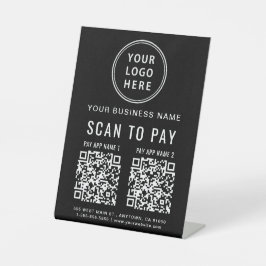 Expositor En L Pagar con escaneo a 2 códigos QR Logo Negro