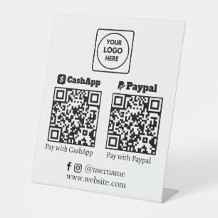 Expositor En L Pago con código QR CashApp PayPal Logotipo perso