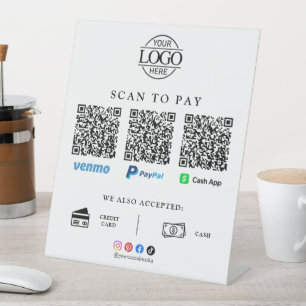Expositor En L Pago con código QR del logotipo comercial Scan To