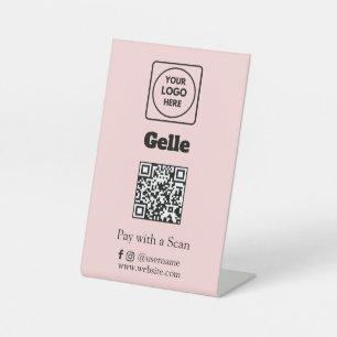 Expositor En L Pago con código QR rosa   Escanea para pagar logot