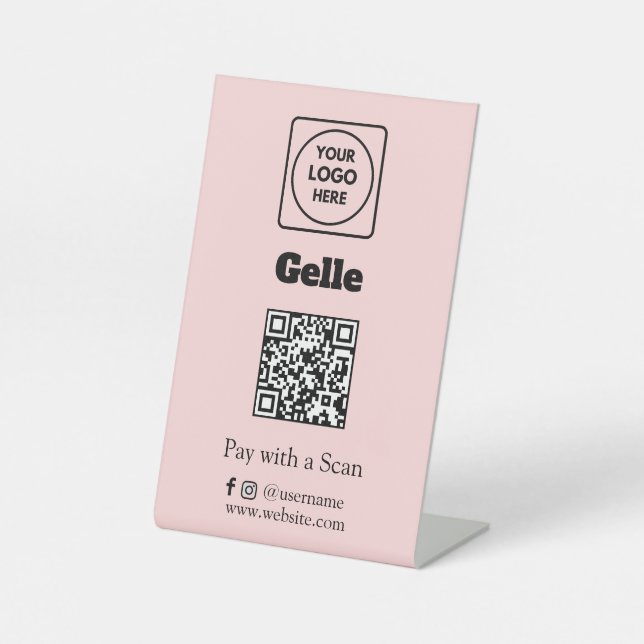 Expositor En L Pago con código QR rosa | Escanea para pagar logot (Anverso)