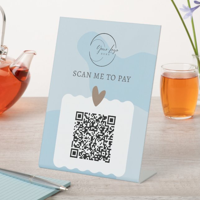 Expositor En L Pago de código QR azul claro lindo profesional (In Situ)