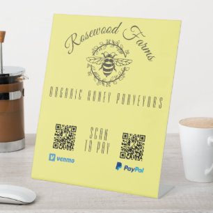 Expositor En L Pago de código QR de Bee Wreath moderno