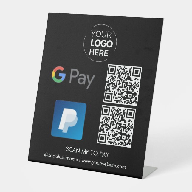 Expositor En L Pago de código QR de pago de Paypal | Escanear par (Anverso)