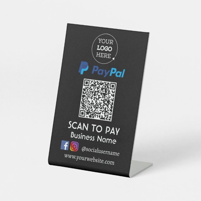 Expositor En L Pago de código QR de Paypal | Escanear para pagar (Anverso)