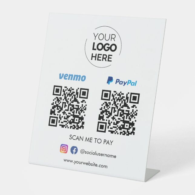 Expositor En L Pago de código QR de Paypal Venmo | Escanear para  (Anverso)