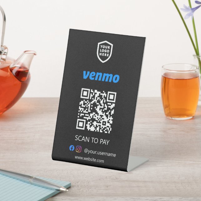Expositor En L Pago de código QR de Venmo | Black Scan a pagar (In Situ)