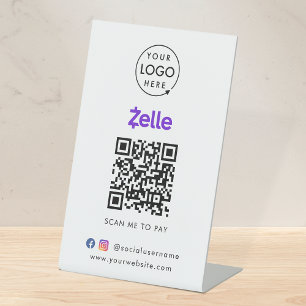 Expositor En L Pago de código QR de Zelle Logotipo de escaneo p