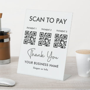 Expositor En L Pago de código QR Escanear para pagar blanco com